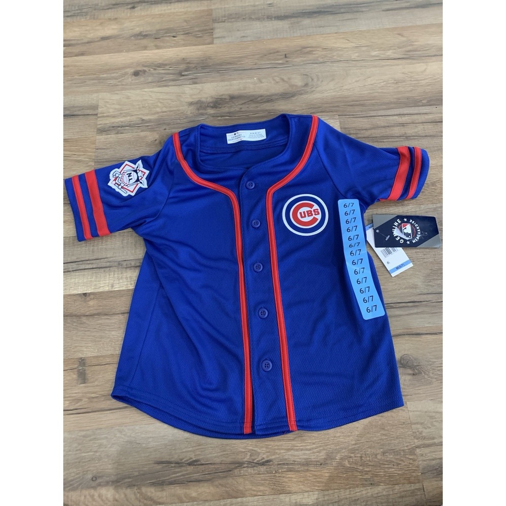 Chicago Cubs Baseball Jersey Youth 6/7 Medium Blue MLB Genuine Merchandise NWT